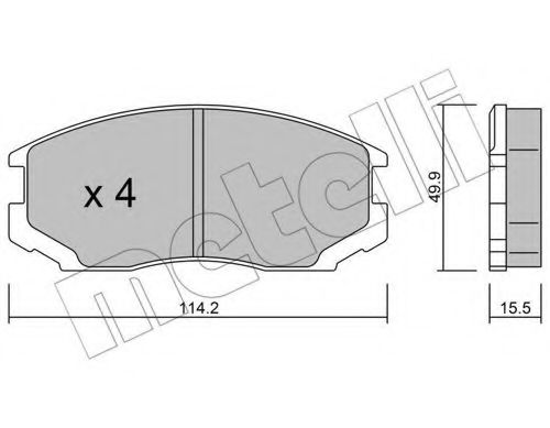 22-0221-0 METELLI Комплект тормозных колодок, дисковый тормоз
