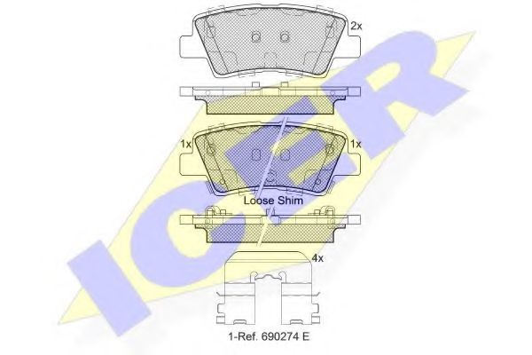 182036 ICER Комплект тормозных колодок, дисковый тормоз